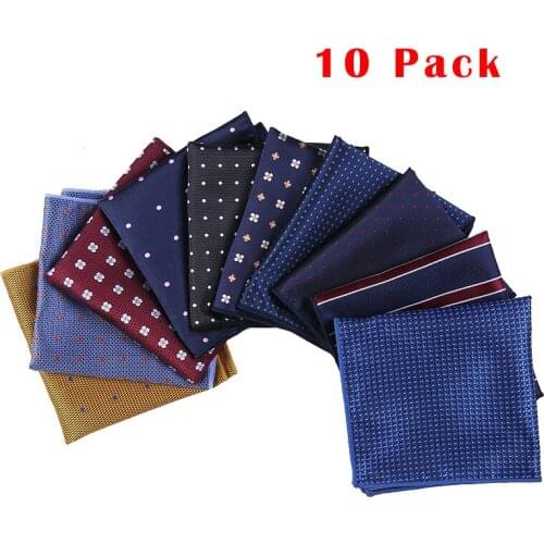 10 pack Pocket Square 2018 Fashion Handkerchief Printed Dot Plaid For Men suits wedding Party Hankies Mouchoir Homme