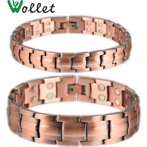 Copper Magnetic Bracelets Bangles for Men Women 2 Row Magnet Healthy Bio Energy Luxury Gift