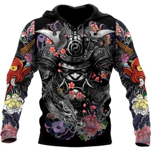 Fashion sweatshirt Samurai and Dragon Tattoo 3D All Over Printed Unisex Deluxe Hoodie Men Sweatshirt Zip Pullover Casual Jacket