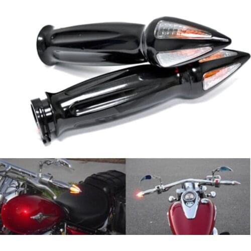 Motorcycle Spiked Chrome Black Bar End Hand Grips Turn Signal For 1"25mm Handlebar Honda Kawasaki Harley Customs Dyna Softail