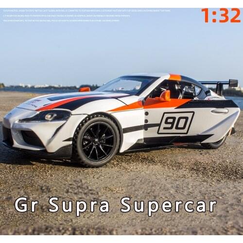 New 1:32 Bull Devil Gr Supra Supercar Model Simulation Racing Sound And Light Pull Back Alloy Car Boys Car Decoration Collection
