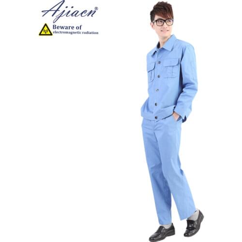 Ajiacn anti-electromagnetic radiation clothing suit 5g communication EMF shielding custom single-breasted work clothes