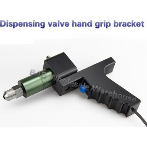Dispensing valve hand grip bracket/holders for cylinder single-liquid dispensing valves and two-liquid dispensing valves