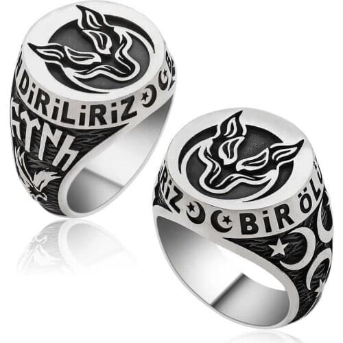 Silver Gray Wolf Dies Of Thousand Diriliz Male Ring