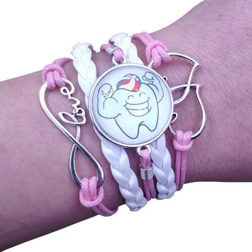 Unique Cute Strong Protect Teeth Guardian Multilayer Leather Bracelet Punk Time Gem Female Men Party Birthday Gift AT241-250