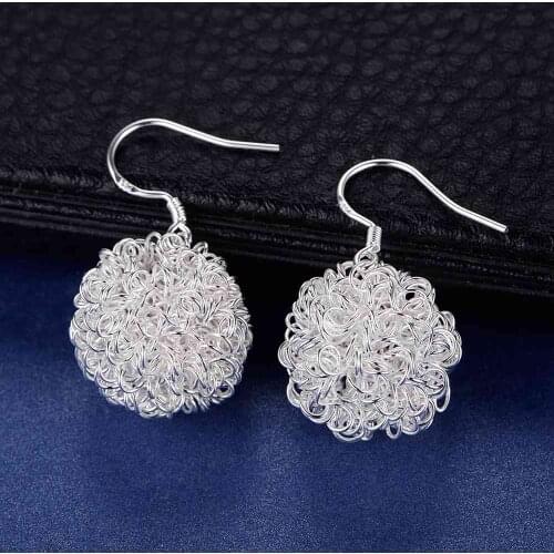 Charms 925 Sterling Silver fine net ball Earrings for Women Fashion Beautiful Holiday gifts Street all-match party Jewelry