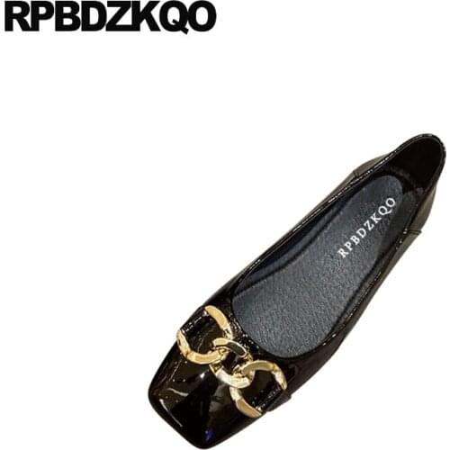 High Quality 2021 Brand Block Vintage Party Metal Square Toe Girls Pumps European Ladies Low Heels Shoes Patent Leather Trending