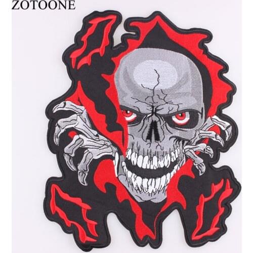 ZOTOONE New Fire Skull Punk Bike Patch For Clothing Iron On Embroidered Applique Fabric Badge Garment DIY Apparel Accessories D