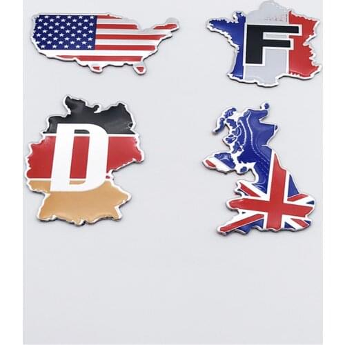1PC Aluminum Alloy Flag Car Sticker For US UK Germany France Decal Emblem Decal Auto Accessories