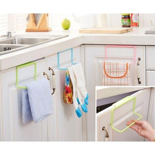1Pcs Plastic Hanging Holder Towel Rack Multifunction Cupboard Cabinet Door Back Kitchen Accessories Home Storage Organizer