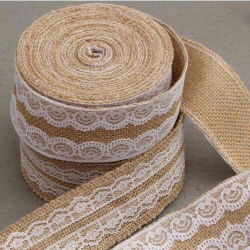 1PC/Roll Jute Burlap Lace Hessian Hemp Ribbon Vintage Rustic Wedding Party Christmas Decoration DIY Crafts Gift Packaging Ribbon