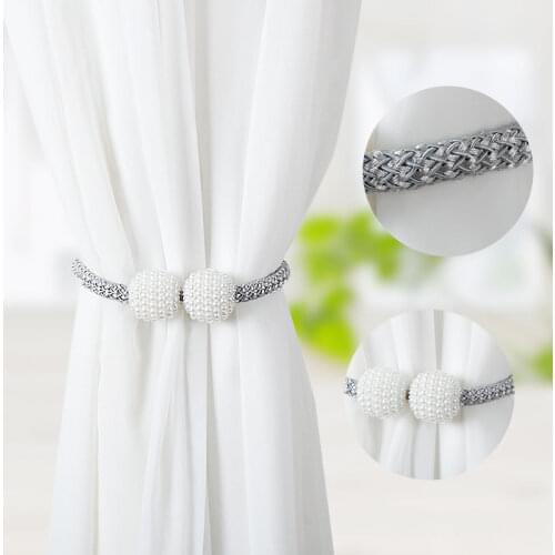 2PCS Free Perforated Pearl Magnetic Curtain Clip Tether Buckle Hanging Ball Buckle Tether Curtain Accessories Home Decoration
