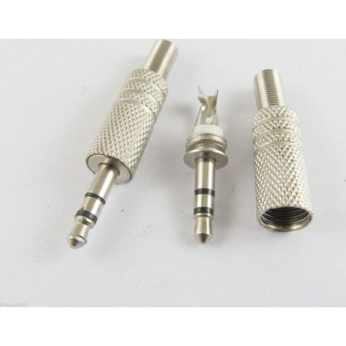 5pcs 3.5mm 1/8" Stereo Male Plug Metal Audio Cable Nickel TRS Adapter Connector DIY