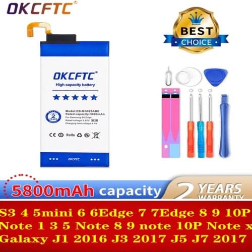 Battery For Samsung Galaxy S3 S4 S5 Mini S6 S7 Edge S8 9 10Plus Galaxy Note 1 3 4 5 Note8 9 10plus Galaxy J1 3 5 J710 Bateria