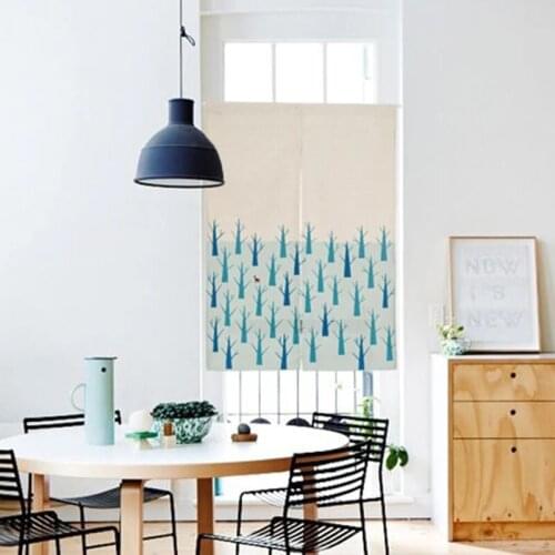 Watercolor Mountain Tree Cherry Blossom IOinen Door Curtain Study Bedroom Home Decoration Tapestry Kitchen Curtain Can Be Custom