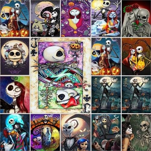 Diamond painting full square embroidery 5d Cross stitch Cartoon zombie pumpkin skull bride color Mosaic home decor Paintings art