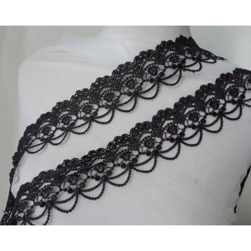 White/Black Venice/Venise Embroidered Lace Trim Elegant Scalloped for Bridal Gown Fabric Trim