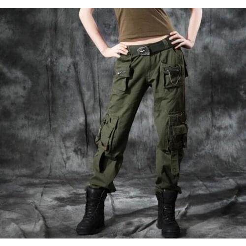 Women Military Cotton Cargo Pants Ladies Spring Casual Loose Trousers Army green Camouflage Pants Females Clothing