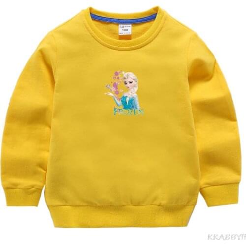 Disney Frozen Spring and autumn pure cotton long sleeve T shirt cartoon frozen jacket childrens warm sweaters