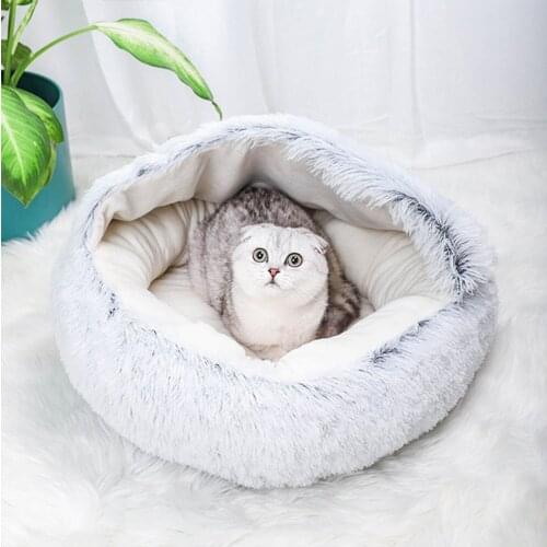 Pet Sofa Bed Cat House Semi Closed Comfortable Soft Plush Nest Small Dogs Kitten Sleeping Mat Winter Warm Kennel Cat Supplies