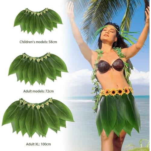 Hawaiian Artificial Leaves Grass Skirt Hula Grass Party Kids Adults Hawaii Flower Skirt Beach Summer Holiday Costume