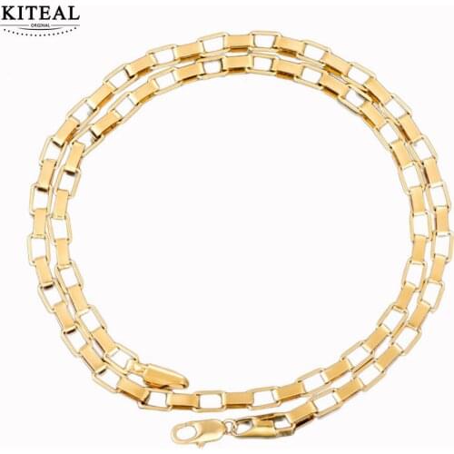 Kiteal New 18KGP gold filled brass 2mm 50cm square necklace box chain for women &men Accessories Multilayer jewelry