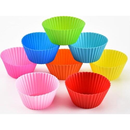 Set of 12 Pieces(1 Dozen) 7cm Muffin Cup Round Silicone Cake Baking Molds Cupcake Pan Cake mold Baking Cup Liner