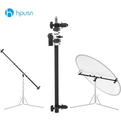 Speedlite Mini Flash Strobe Holder Bracket Swivel Head Reflector Disc Arm Support with Telescopic Boom Arm Top Light Sandbag