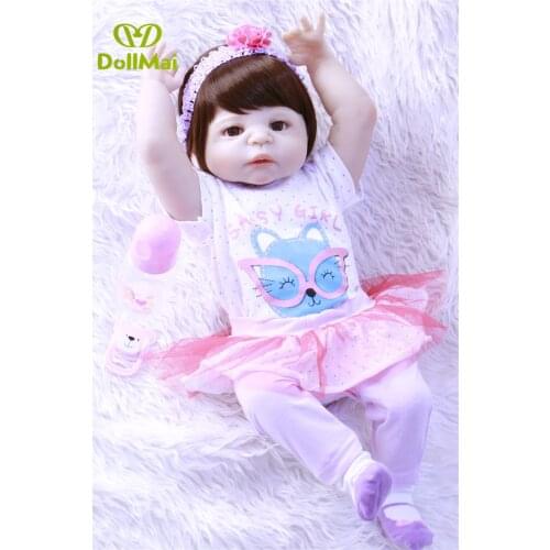 Newborn baby girl dolls 57cm full silicone reborn baby dolls can bathe bebe alive reborn for children gift boneca reborn