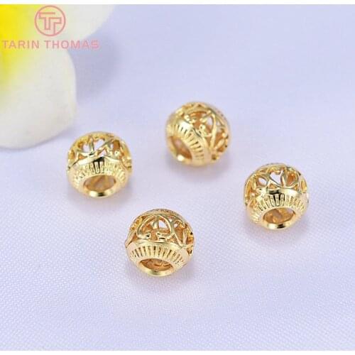 10PCS 8.5x10MM 24K Gold Color Plated Brass Hollow Spacer Beads High Quality DIY Jewelry Making Findings