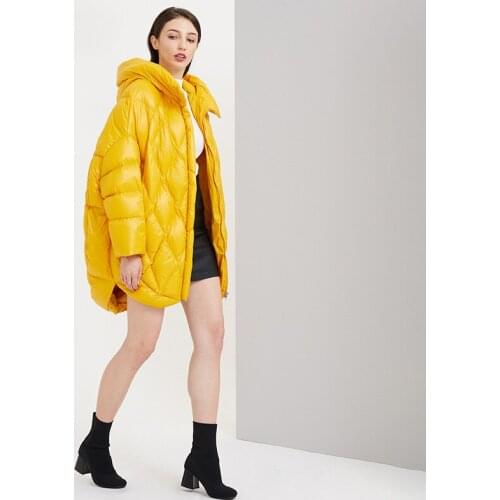 Fashion Women Winter Duck Down Jacket Hooded Jacket Average Size Breadwear Coat Yellow Black Pink