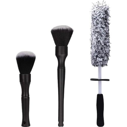 Car Detailing Brush Kit 1 Auto Wheel Rim Brush & 2 Detail Brushes Car Cleaning Set Dashboard Air Outlet Clean Brush Tools
