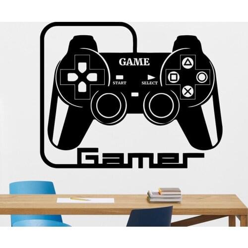 Gamer Wall Decal Video Gaming Room Zone Decor Vinyl Wall Sticker Gamepad Art Decoration Mural for Boys Bedroom Wallpaper D407