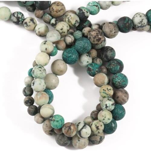 Natural Stones Matte Green Skin Howlite Turquoises Round Loose Beads for Jewelry Making DIY Bracelet&Necklace 6/8/10mm 15