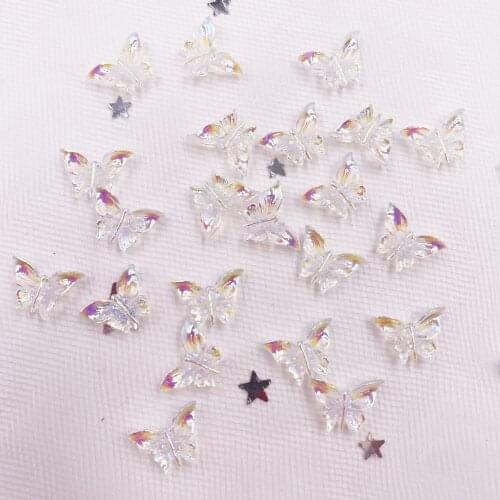 New 50Pcs Mini Shiny Clear AB Crystals Butterfly Nail Art Rhinestone Applique Scrapbook DIY Manicure Accessories Ornaments OJ171