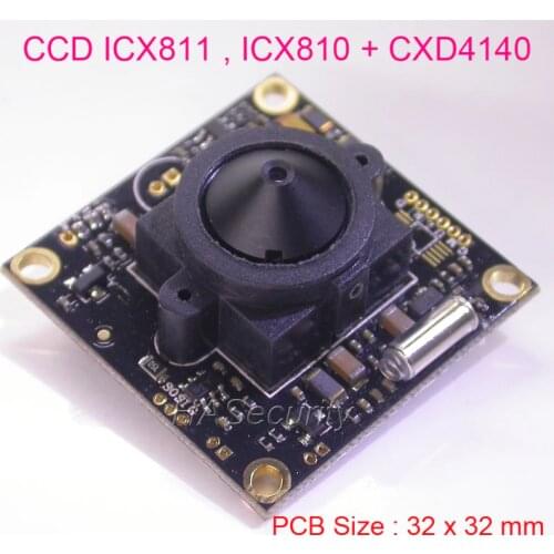 3.7mm Lens 32x32mm PCB Effio-E 1/3" SONY Super HAD CCD ICX810 , ICX811 sensor + CXD4140 CCTV camera PCB board module +OSD cable