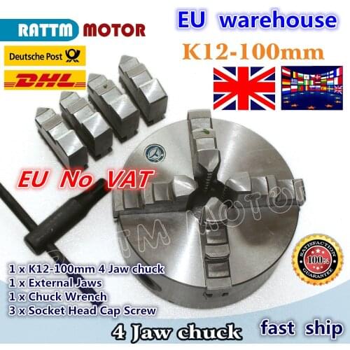 EU free VAT Manual chuck Four 4 jaw self-centering chuck K12 100mm 4 jaw chuck Machine tool Lathe chuck