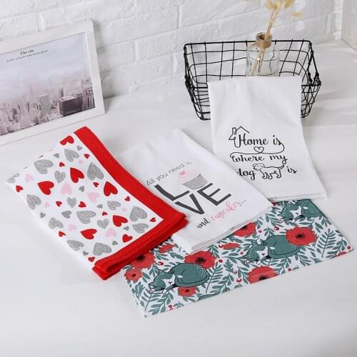 100% Cotton Dish Cloth print pano de prato Eco-Friendly Kitchen Towel Bulk Tea Towel Lots Scouring Pad 45X70CM OEM