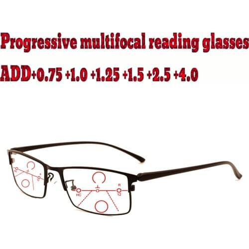 Progressive Multifocal Reading Glasses for Business Men High Quality Ultralight+1.0 +1.5 +1.75 +2.0 +2.5 +3 +3.5 +4