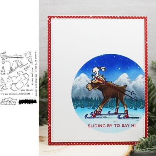 Animals Skiing Elk Little Bear Trees Transparent Clear Stamps For DIY Scrapbooking Paper Cards Crafts New 2020