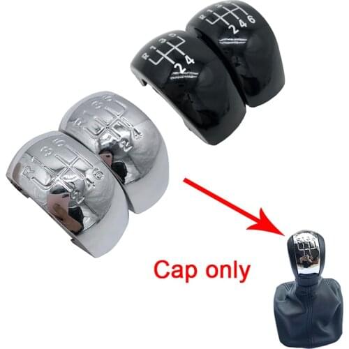 Black Chrome Car Gear Shift Knob Headball Lever Stick Pen Badge Cap Top Cover For Skoda Octavia MK2 II (04-08) II FL (08-11)