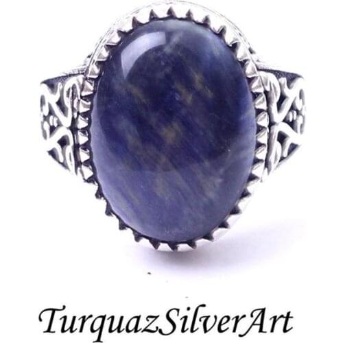 Lapis Silver Ring, 925 Silver Ring For Men, Sterling Silver Handmade Oval Blue Lapis Lazuli Blue Man Ring