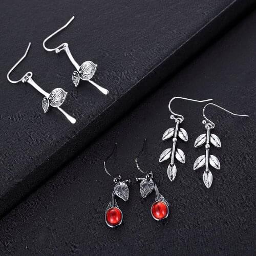 New Style Hot Sale Fashion Retro Temperament Leaf Shape Dangle Earrings Female Wedding Pendant Earrings Jewelry Girl Gift