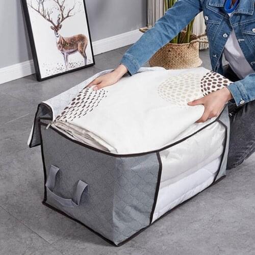 Foldable Storage Bag Clothes Organizer Waterproof Oxford Clear Window Clothing Wardrobe Organizer Home Non-Woven Storage Box