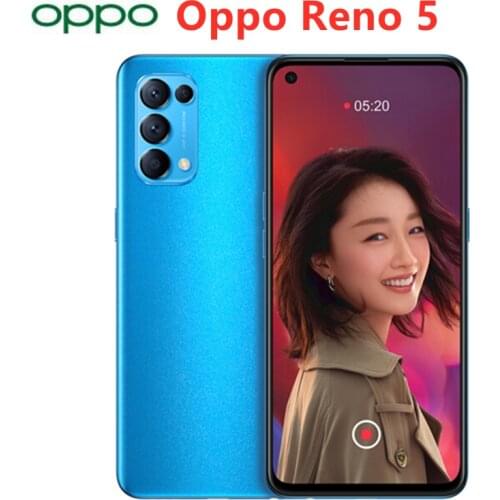 Original Oppo Reno 5 5G Smart Phone 64MP 65W Super VOOC Charger 6.43 OLED Screen 4300mAh Battery Cell Phone