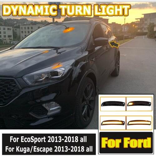 LED Dynamic Turn Signal Light Flowing Water Blinker For Ford Kuga Escape EcoSport 2013 2014 2015 2016 2017 2018 Flashing Light