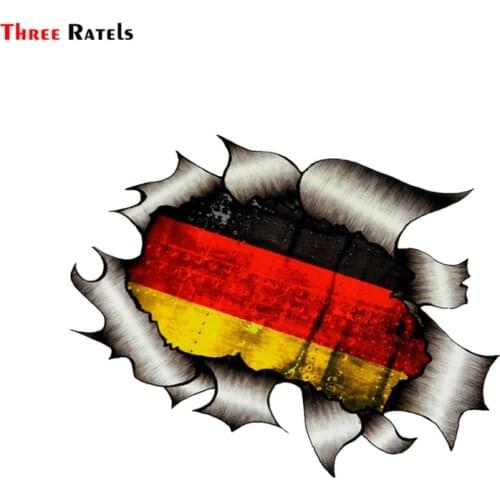 Three Ratels FTC-730# Ripped Torn Metal Design With Germany German Flag GMotif External Vinyl Car Decal Sticker