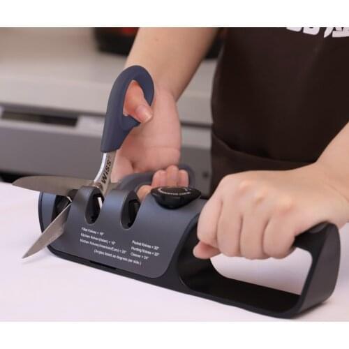 RISAMSHA Angle Adjustable 3 Stages Scissors Knife Sharpener Sharpening stone Professional Kitchen Grinder knives Whetstone
