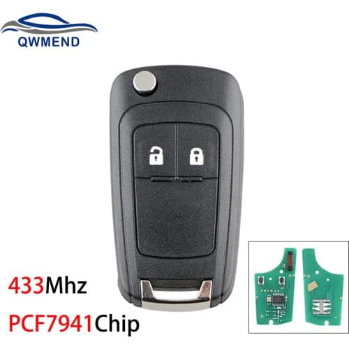 BHKEY 433Mhz 2 Buttons Smart Car Key for Opel/Vauxhall Corsa D 2007+, Meriva B 2010+ Car Remote Key PCF7941 Chip