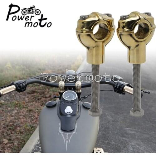 Vintage Brass Retro Cafe Racer Handlebar Riser 25mm 1" Universal Handle Bar Mount Clamp for Harley XS650 Yamaha Scrambler Triump